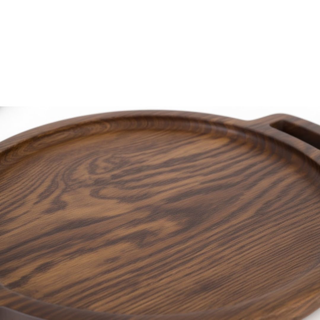 Round Wood Handle Tray for Stylish Serving